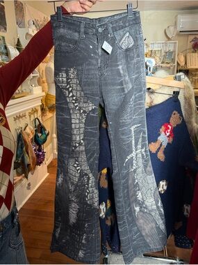 Women’s Gray Patterned Flare Jeans